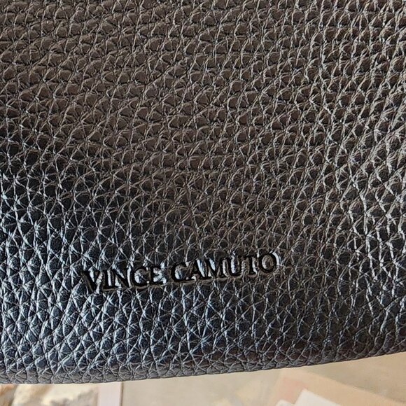 Vince Camuto Black/Gray Pebbled Leather Tote Bag - Picture 14 of 15